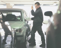 A vehicle being broken into